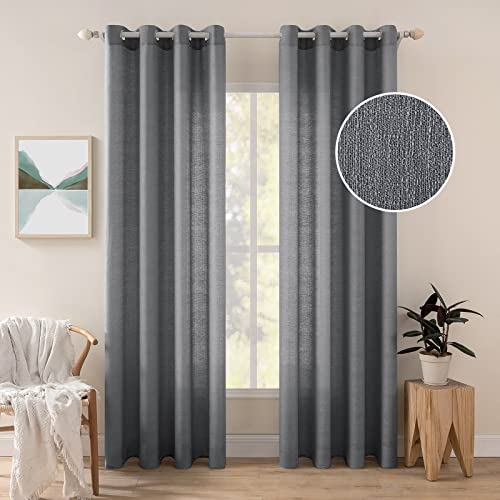 MIULEE 2 Panneaux Rideaux Lin Imitation Rideau De Fenêtre Semi-Transparent Lisse Élégant Décoration pour Chambre Salon G