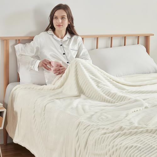 Couverture Plaid QOFLY 100 x 150 cm Douce Fourrure Polaire pour Chambre et Sofa Usable en 4 Saisons Voilage Bébé